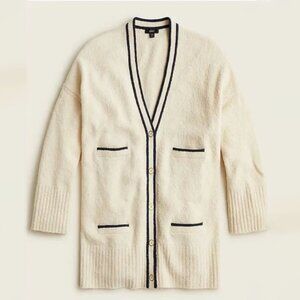 J.Crew relaxed bouclé cardigan sweater in Dusty Ivory Navy - Size S/M